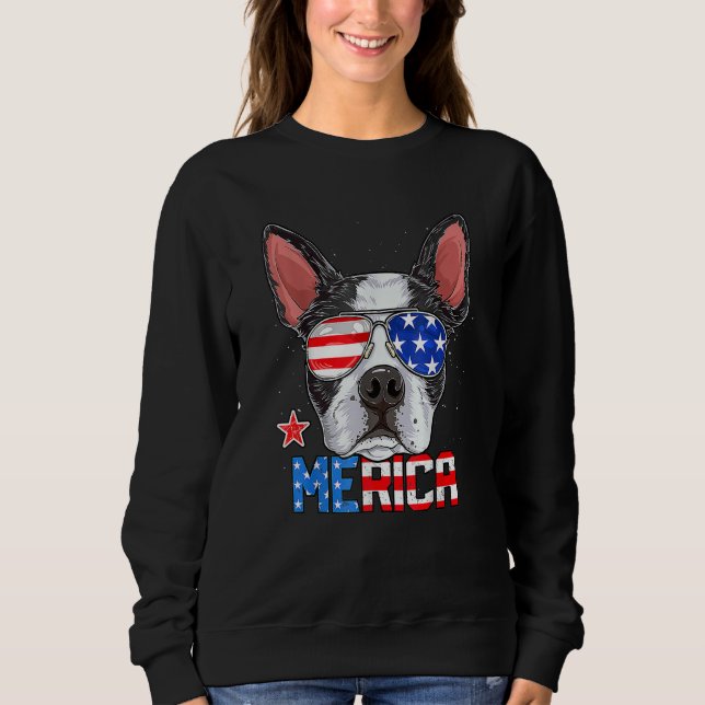 Camiseta Boston Terrier Merica 4th Of July Men Boys Dog Pup (Frente)