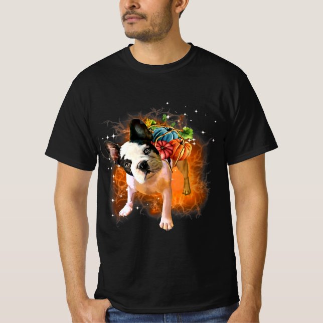 Camiseta Boston Terrier Miracle Pumpkins Halloween (Frente)