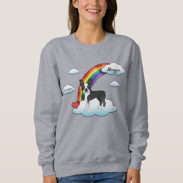 Camiseta Boston Terrier Preto e Branco Memorial Arco-íris (Frente)