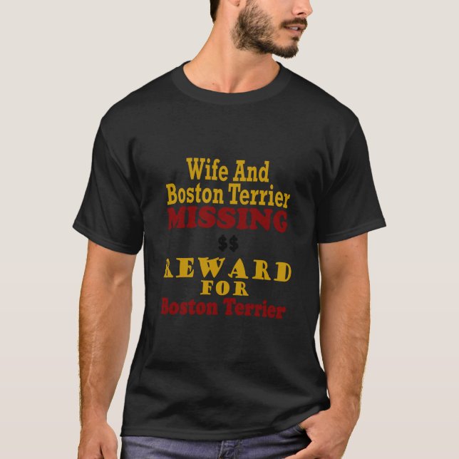 Camiseta Boston Terrier & recompensa faltante da esposa (Frente)