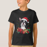 Camiseta Boston Terrier Santa Hat Engraçado Natal Bostie Do<br><div class="desc">Boston Terrier Santa Hat Engraçado Cachorro Bóstico de Natal ao Longo 1</div>