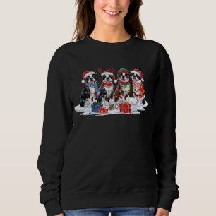 Camiseta Boston Terrier Santa que chifra no Natal