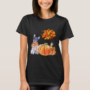 Camiseta Boston Terrier Scarf Pumpkin Spice Latência outon