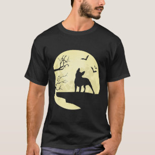 Camiseta Boston Terrier Silhouette In Full Moon Dog Bats An