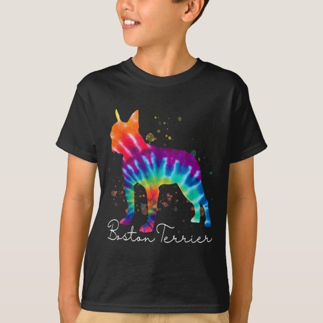 Camiseta Boston Terrier Tie Dye Rainbow Dog Lover (Frente)