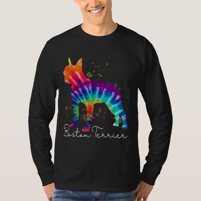 Camiseta Boston Terrier Tie Dye Rainbow Dog Lover (Frente)