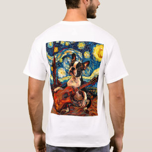 Camiseta Boston Terrier tocando guitarra Cachorro de Música