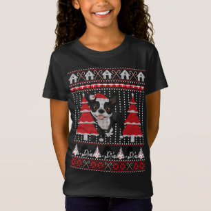 Camiseta Boston Terrier Ugly Christmas Engraçado Cachorro P