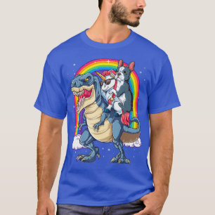 Camiseta Boston Terrier Unicorn Andando Dinossauro T rex