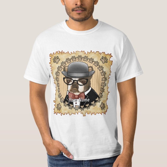 Camiseta Boston Terrier Vestindo Óculos (Frente)