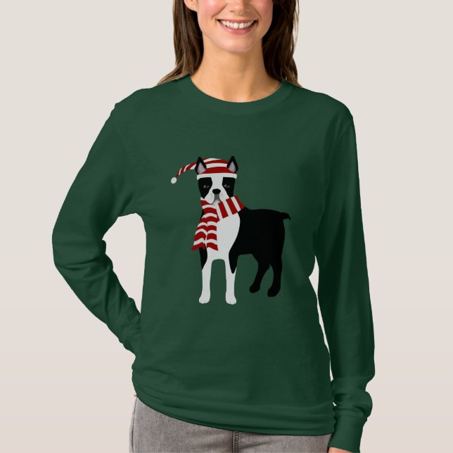 Camiseta Boston Terrier Winter Tshirt (Frente)