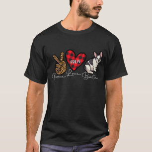 Camiseta Boston Terrier Xadrez Paz Amor Cachorro Fofo