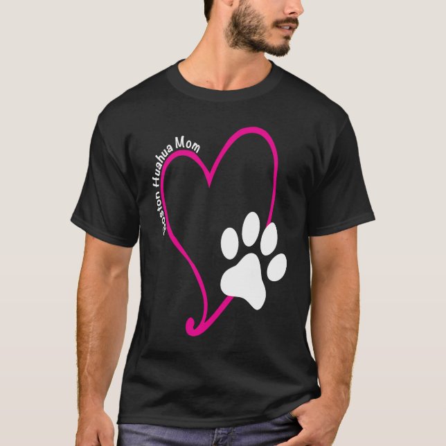 Camiseta BostonHuahua Mom Heart and Print (Frente)
