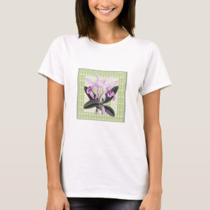 Camiseta Botânica de Orquídea Cattleya em Verde Li