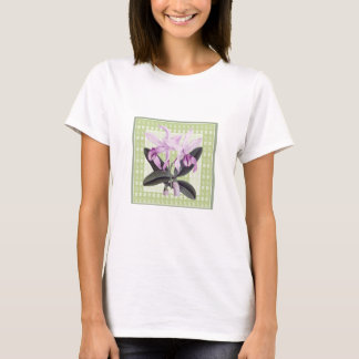 Camiseta Botânica de Orquídea Cattleya em Verde Li
