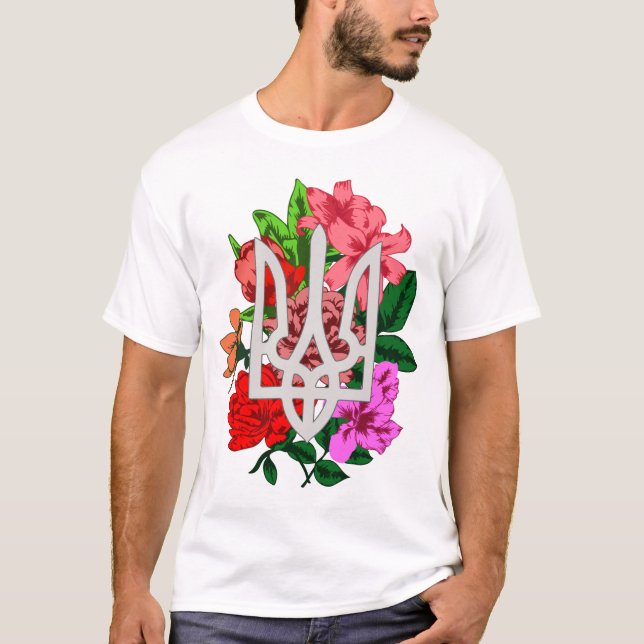 Camiseta Botânica e ucraniana Trident Trizub (Frente)