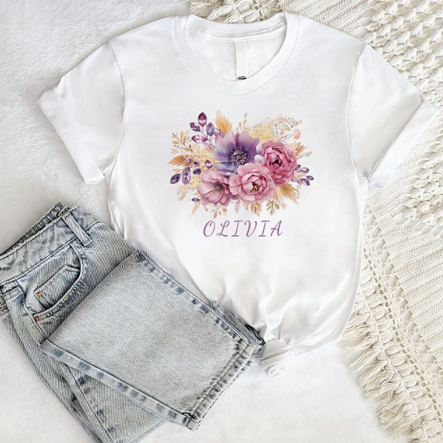 Camiseta Botânica Flor de Flor Selvagem Boho personalizado (Criador carregado)