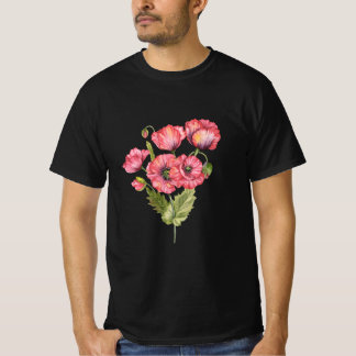 Camiseta Botânica Floral de Buquê de Rosa Colorida