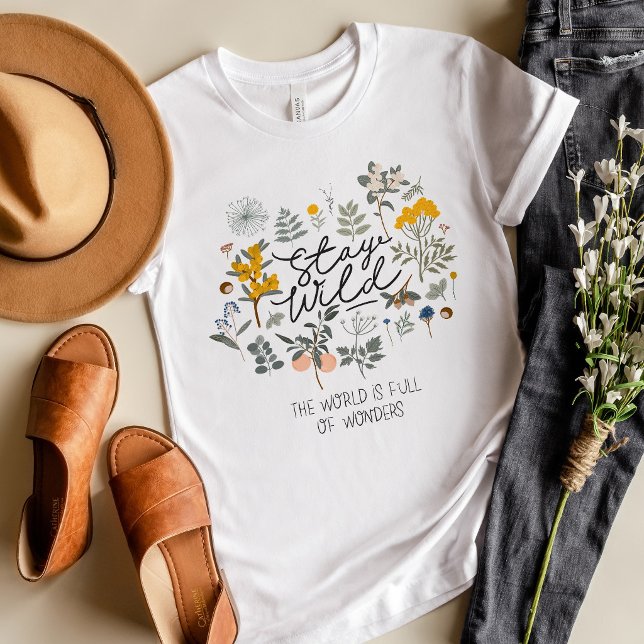 Camiseta Botânica Selvagem Fica  (Criador carregado)