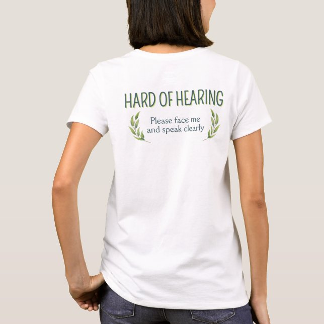 Camiseta Botanical Green Leaves Hard of Hearing Deafness (Verso)