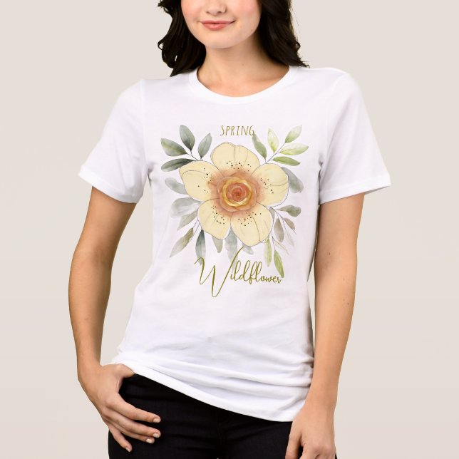 Camiseta Botanical Watercolor Spring Wildflower Custom (Frente)