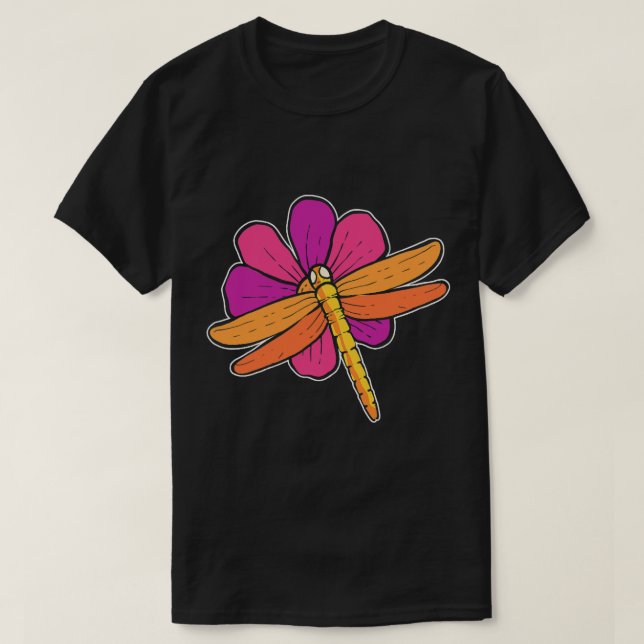 Camiseta Botânico da Flor de Dragonfly (Frente do Design)