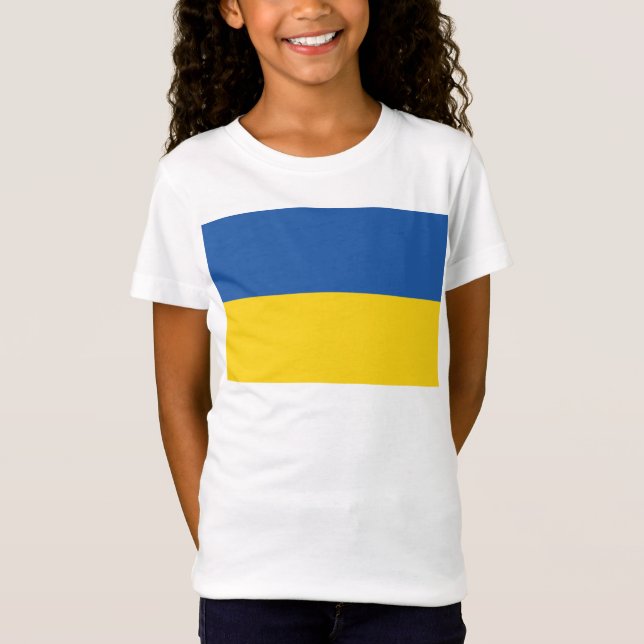 Camiseta Botão Bandeira da Ucrânia (Frente)