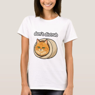Camiseta Botão de Gato Laranja Estético Fofo Não Perturbe