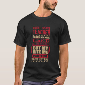 Camiseta Botão de Mordida Professor de Escola de Ensino Fun