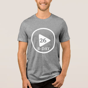 Camiseta Botão de reprodução de aniversário