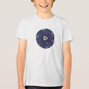Camiseta Botão de Reprodução Digital Futurista design abstr