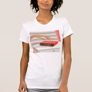 Camiseta Botão de snooze do despertador da mão das mulheres