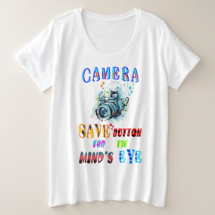 Camiseta Botão SALVAR Câmera para o olho da mente