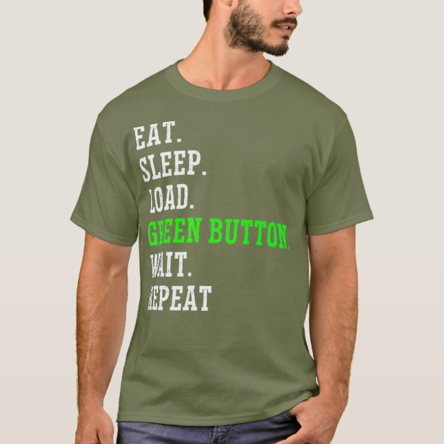 Camiseta Botão Verde Engraçado do Operador CNC (Frente)
