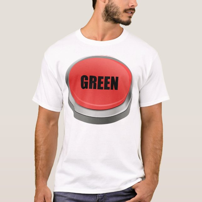 Camiseta Botão Vermelho - Verde (Frente)