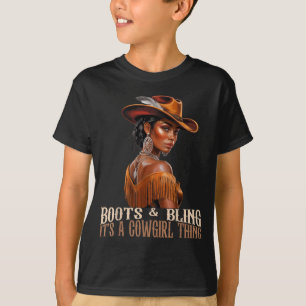 Camiseta Botas & Brilho É Cowgirl Mulheres Africanas Ne