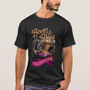 Camiseta Botas & Brilho É Uma Coisa de Vaqueira Melanina Va