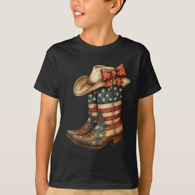 Camiseta Botas Cowboy Western Retro Femininas Cowgirl Ameri (Frente)
