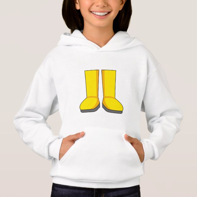 Camiseta Botas de Borracha Amarela para Chuva (Frente)