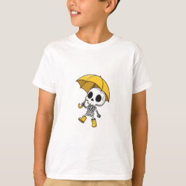 Camiseta Botas de Chuva Amarelas Guarda-Chuva Chibi Esquele