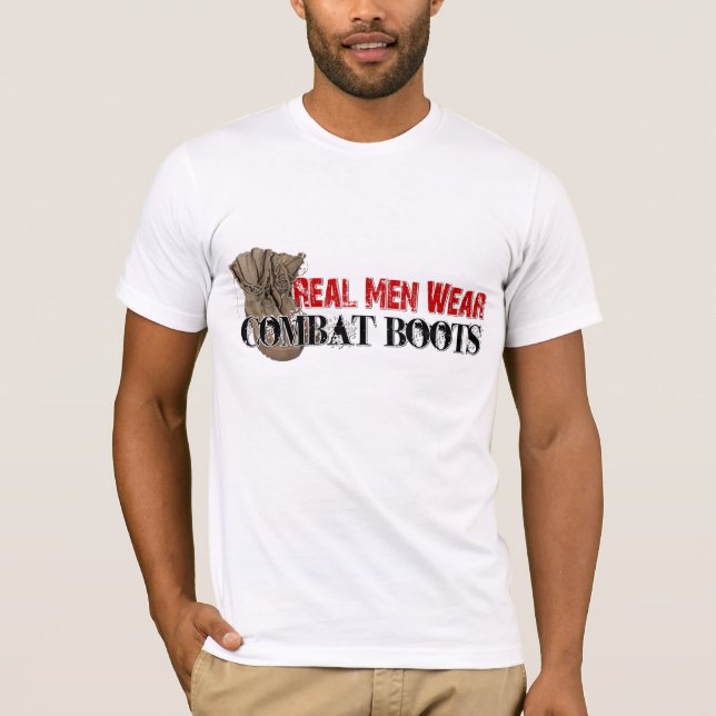 Camiseta Botas de combate reais do desgaste de homens (Frente)