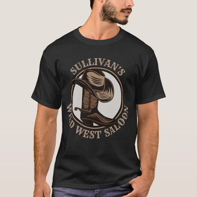 Camiseta Botas de cowboy ocidentais e selvagens personaliza (Frente)