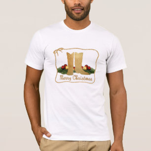 Camiseta Botas de Cowboy Ocidentais Guarlanda de Corda Feli