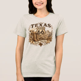 Camiseta Botas de Cowboy Texas Longhorn Rota 66 Retrô Sépia