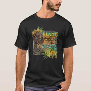 Camiseta Botas de Cowgirl Chapéu Girassol de Madeira Tudo E