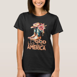 Camiseta Botas de Cowgirl Deus Abençoe a América & Enfeite 