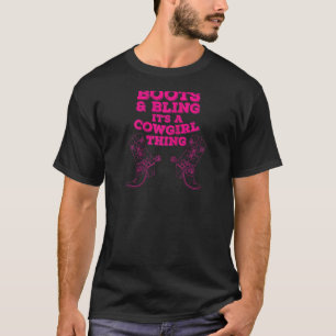 Camiseta Botas de Cowgirl Engraçadas Brilho Mulheres Bonito