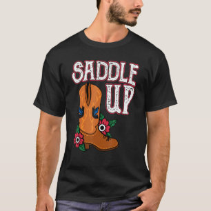 Camiseta Botas de Cowgirl Montar Cavalo Rodeio Cowgirl