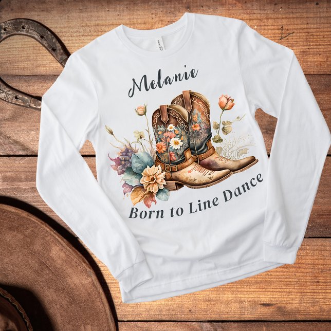 Camiseta Botas de Dança Country Flores Nasceu (Criador carregado)