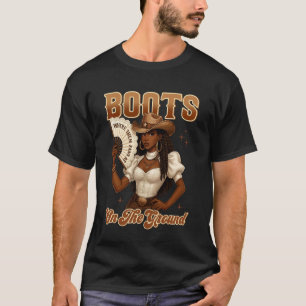 Camiseta Botas de História Negra Cowgirl Western no Chão